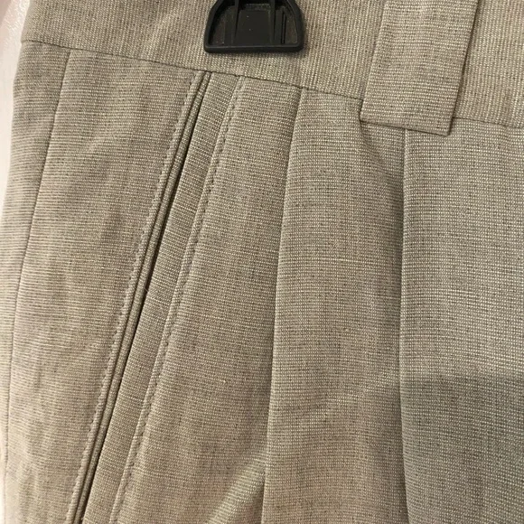 Saks Fifth Avenue Men's 36x30 Gray Linen Blend Pants Green/light Olive pleated - Picture 2 of 8